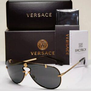 Versace Black Medusa Metal Sunglasses Mens Italy